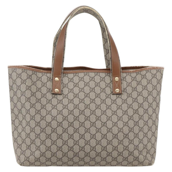 GUCCI GG Supreme Web Sherry Line Tote Bag PVC Beige Red 211134 Auth 153074