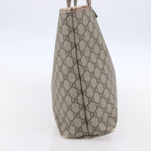 GUCCI GG Supreme Web Sherry Line Tote Bag PVC Beige Red 211134 Auth 153074