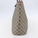 GUCCI GG Supreme Web Sherry Line Tote Bag PVC Beige Red 211134 Auth 153074-4