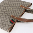 GUCCI GG Supreme Web Sherry Line Tote Bag PVC Beige Red 211134 Auth 153074-6