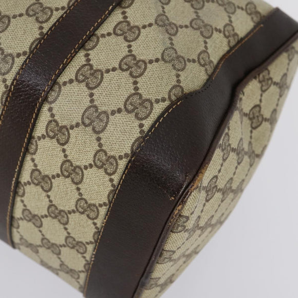 GUCCI GG Supreme Web Sherry Line Hand Bag PVC Beige Gold Auth 153076