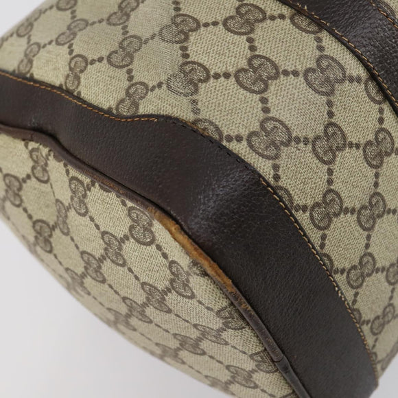 GUCCI GG Supreme Web Sherry Line Hand Bag PVC Beige Gold Auth 153076