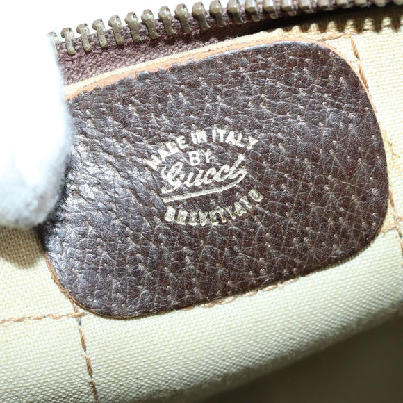 GUCCI GG Supreme Web Sherry Line Hand Bag PVC Beige Gold Auth 153076