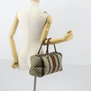 GUCCI GG Supreme Web Sherry Line Hand Bag PVC Beige Gold Auth 153076-19