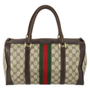 GUCCI GG Supreme Web Sherry Line Hand Bag PVC Beige Gold Auth 153076-3