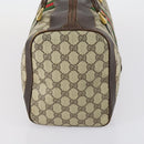 GUCCI GG Supreme Web Sherry Line Hand Bag PVC Beige Gold Auth 153076-4