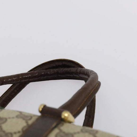 GUCCI GG Supreme Web Sherry Line Hand Bag PVC Beige Gold Auth 153076