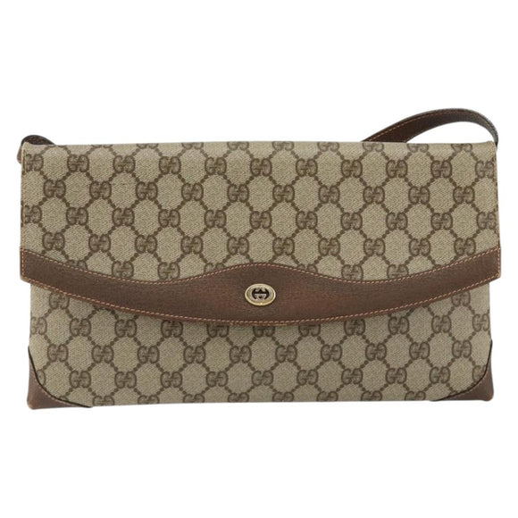 GUCCI GG Supreme Shoulder Bag PVC Beige Gold 56 02 504 Auth 153077