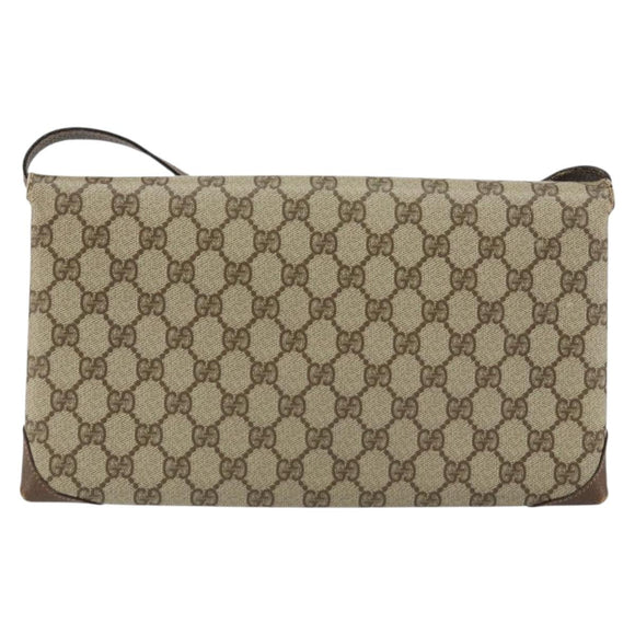 GUCCI GG Supreme Shoulder Bag PVC Beige Gold 56 02 504 Auth 153077