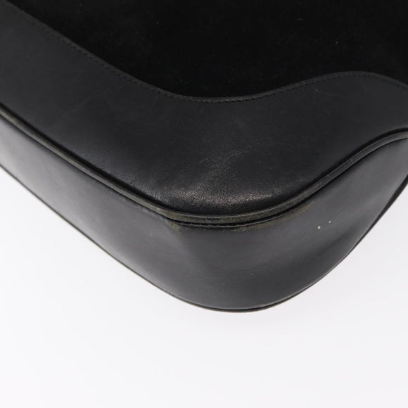 GUCCI Jackie Shoulder Bag Suede Leather Black Silver 001 3346 Auth 153079
