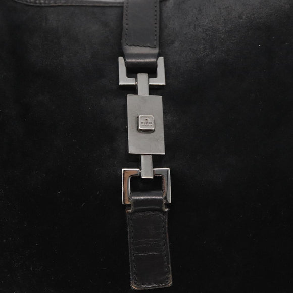 GUCCI Jackie Shoulder Bag Suede Leather Black Silver 001 3346 Auth 153079