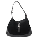 GUCCI Jackie Shoulder Bag Suede Leather Black Silver 001 3346 Auth 153079-2