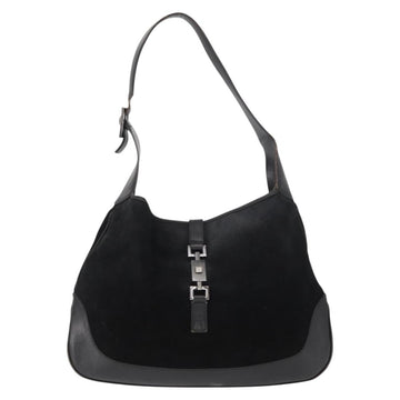 GUCCI Jackie Shoulder Bag Suede Leather Black Silver 001 3346 Auth 153079 - 0