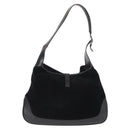 GUCCI Jackie Shoulder Bag Suede Leather Black Silver 001 3346 Auth 153079-3