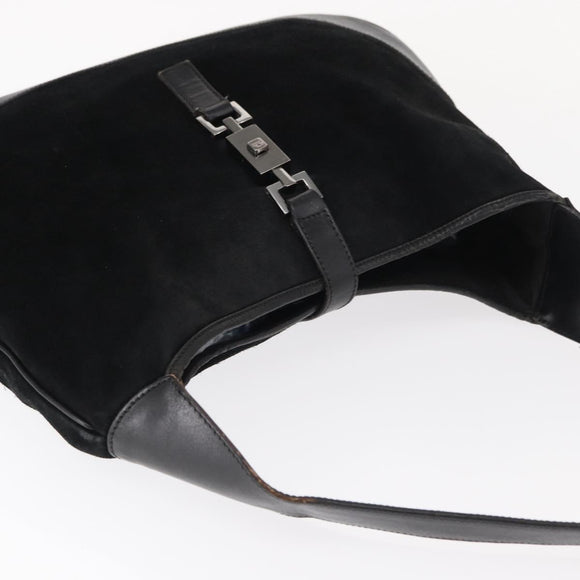 GUCCI Jackie Shoulder Bag Suede Leather Black Silver 001 3346 Auth 153079