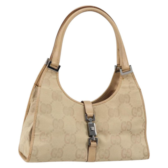 GUCCI GG Canvas Jackie Shoulder Bag Beige Silver 002 1067 2123 Auth 153080