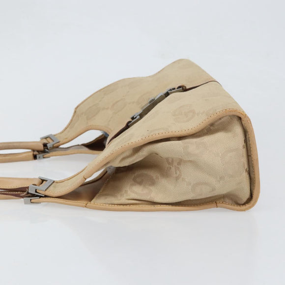 GUCCI GG Canvas Jackie Shoulder Bag Beige Silver 002 1067 2123 Auth 153080