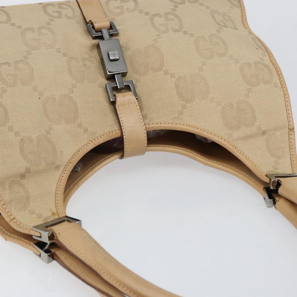 GUCCI GG Canvas Jackie Shoulder Bag Beige Silver 002 1067 2123 Auth 153080