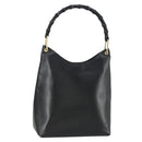 GUCCI Bamboo Hand Bag Leather Black Gold 001 2122 3006 Auth 153081-1
