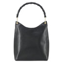 GUCCI Bamboo Hand Bag Leather Black Gold 001 2122 3006 Auth 153081-2