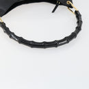 GUCCI Bamboo Hand Bag Leather Black Gold 001 2122 3006 Auth 153081-7