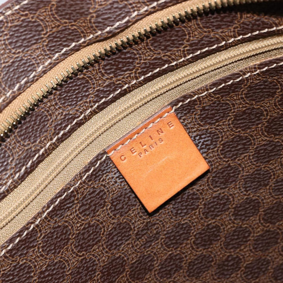 CELINE Macadam Canvas Tote Bag PVC Leather Brown Gold Auth 153082