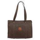CELINE Macadam Canvas Tote Bag PVC Leather Brown Gold Auth 153082-13