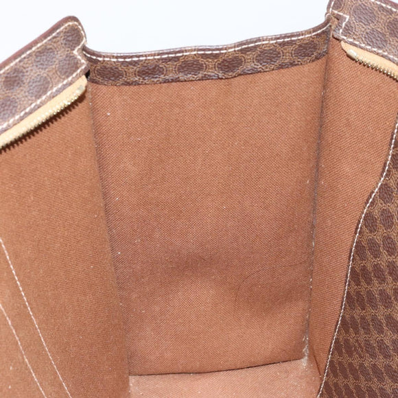 CELINE Macadam Canvas Tote Bag PVC Leather Brown Gold Auth 153082