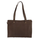 CELINE Macadam Canvas Tote Bag PVC Leather Brown Gold Auth 153082-2