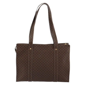 CELINE Macadam Canvas Tote Bag PVC Leather Brown Gold Auth 153082 - 0
