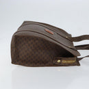 CELINE Macadam Canvas Tote Bag PVC Leather Brown Gold Auth 153082-3