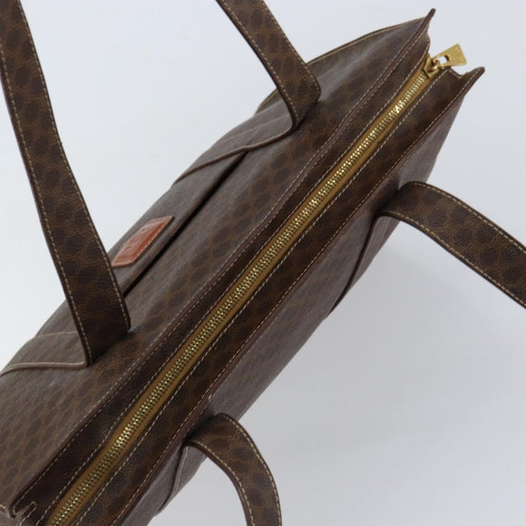 CELINE Macadam Canvas Tote Bag PVC Leather Brown Gold Auth 153082