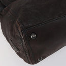 PRADA Hand Bag Leather 2way Brown Silver Auth 153083-16