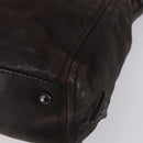 PRADA Hand Bag Leather 2way Brown Silver Auth 153083-17