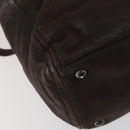 PRADA Hand Bag Leather 2way Brown Silver Auth 153083-10