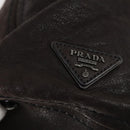 PRADA Hand Bag Leather 2way Brown Silver Auth 153083-18