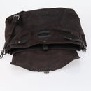 PRADA Hand Bag Leather 2way Brown Silver Auth 153083-20