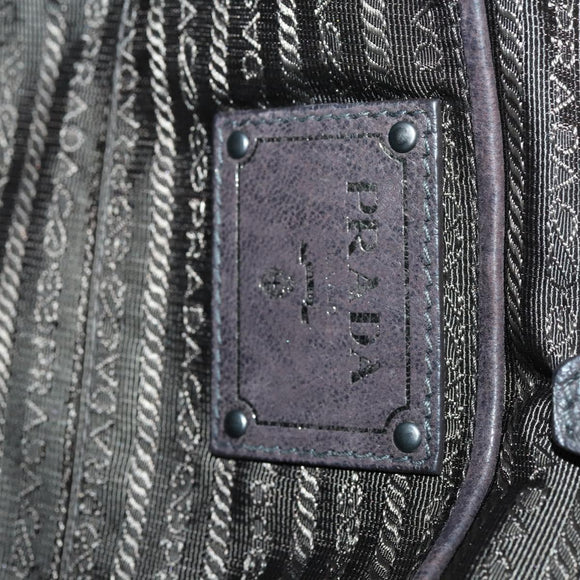 PRADA Hand Bag Leather 2way Brown Silver Auth 153083