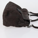 PRADA Hand Bag Leather 2way Brown Silver Auth 153083-3