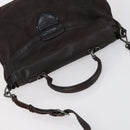 PRADA Hand Bag Leather 2way Brown Silver Auth 153083-6