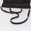 PRADA Hand Bag Leather 2way Brown Silver Auth 153083-7