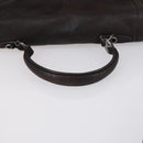 PRADA Hand Bag Leather 2way Brown Silver Auth 153083-8