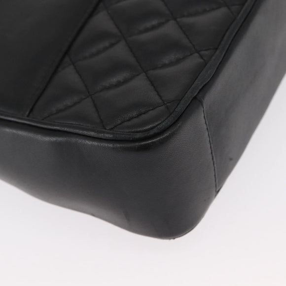 GIVENCHY Chain Shoulder Bag Leather Black Gold Auth 153095