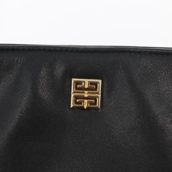 GIVENCHY Chain Shoulder Bag Leather Black Gold Auth 153095
