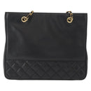GIVENCHY Chain Shoulder Bag Leather Black Gold Auth 153095-2