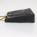 GIVENCHY Chain Shoulder Bag Leather Black Gold Auth 153095-4