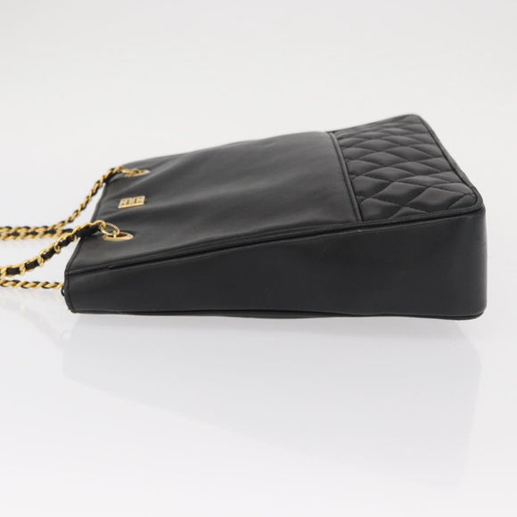 GIVENCHY Chain Shoulder Bag Leather Black Gold Auth 153095