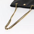 GIVENCHY Chain Shoulder Bag Leather Black Gold Auth 153095-7