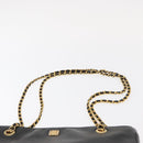 GIVENCHY Chain Shoulder Bag Leather Black Gold Auth 153095-8
