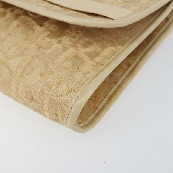 Christian Dior Trotter Canvas Chain Shoulder Bag Beige Gold Auth 153098